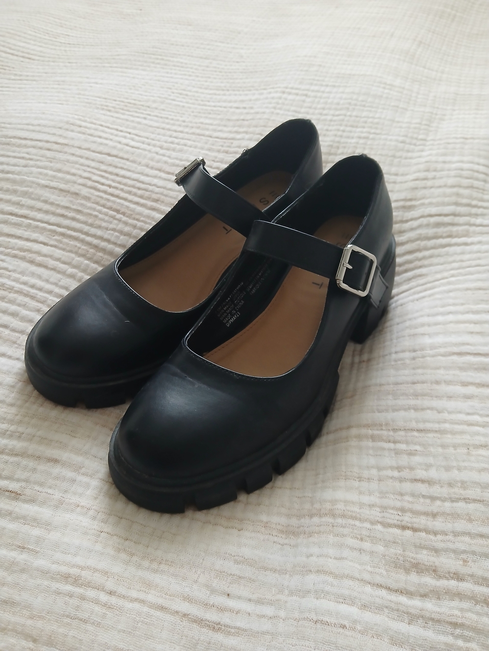 Black Mary Jane Chunky Heel Shoes